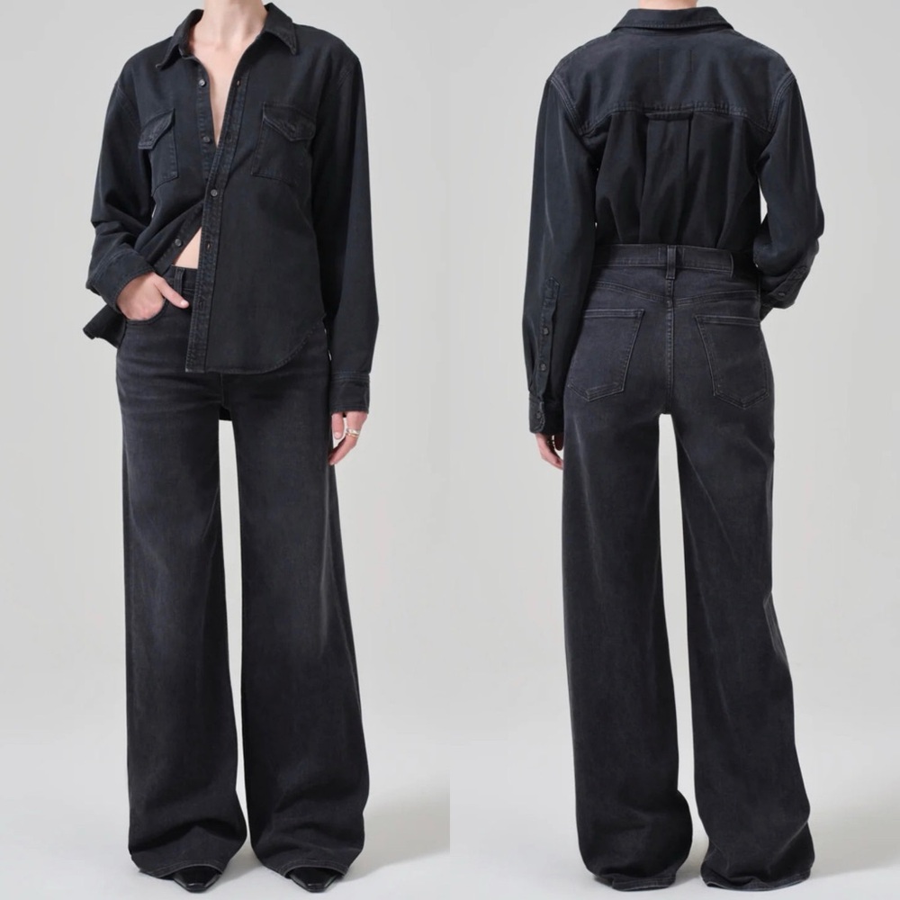 Citizens Of Humanity Black Flare & Wide Leg Jeans - Picture 10 of 13
